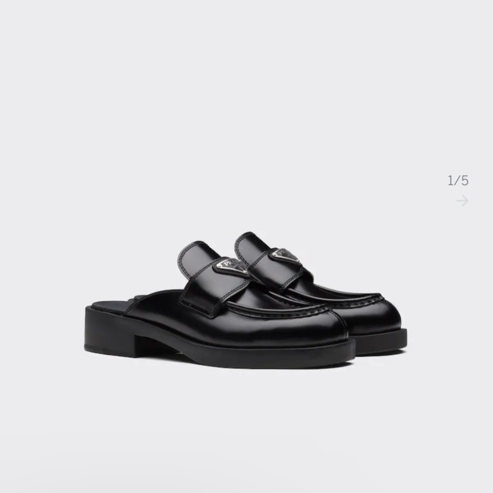 Prada brushed leather mules (black)